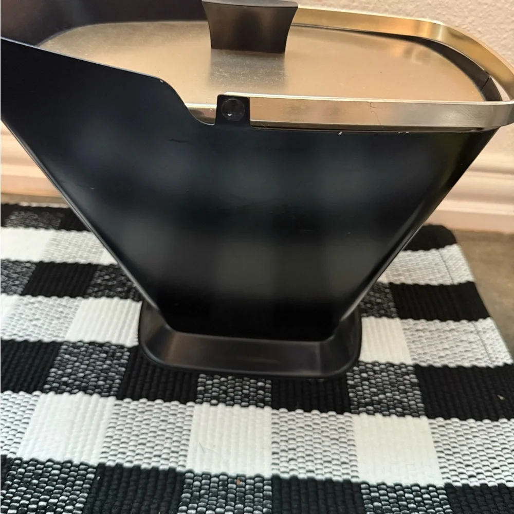 MCM Mid-Century West Bend Black and Gold Beverage Ice Bucket with Handle